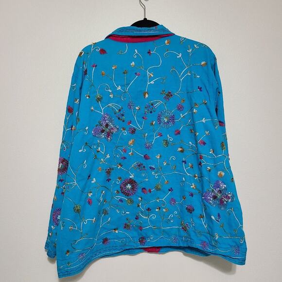 Vintage The Quacker Factory Blue Beaded Jacket - Picture 3 of 14